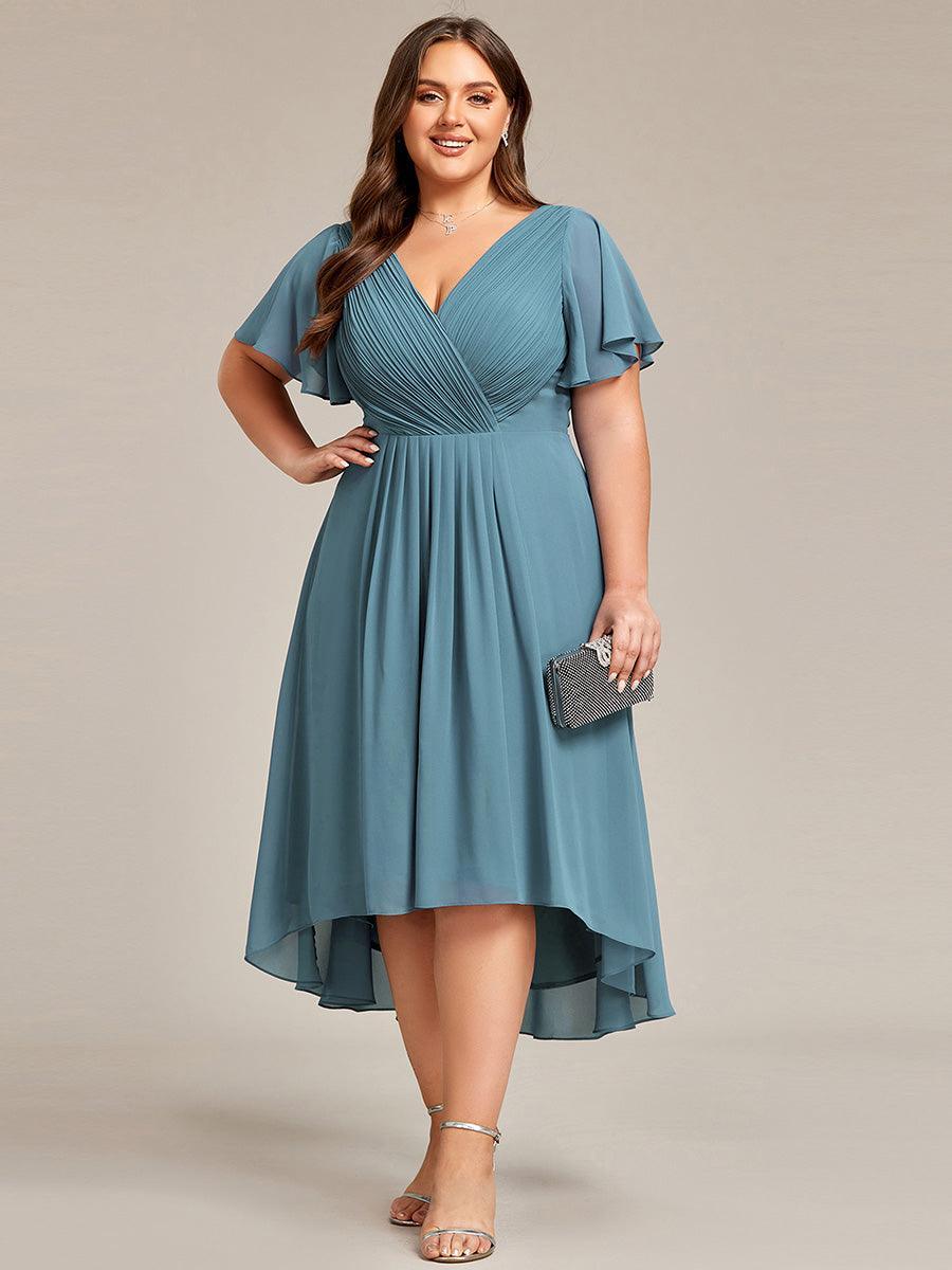 Robe femme d’invitée de mariage chic col V coupe fluide élégante