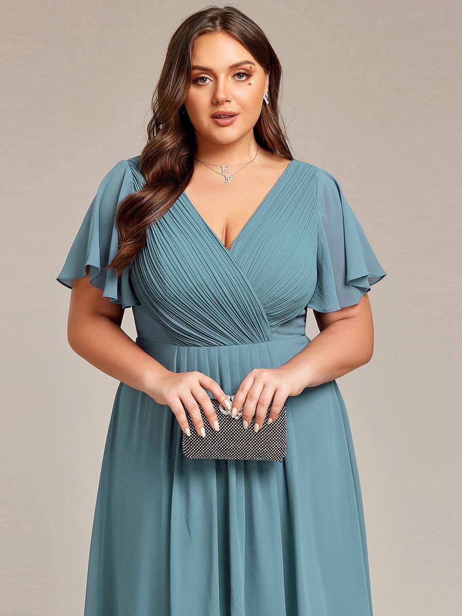 Robe femme d’invitée de mariage chic col V coupe fluide élégante
