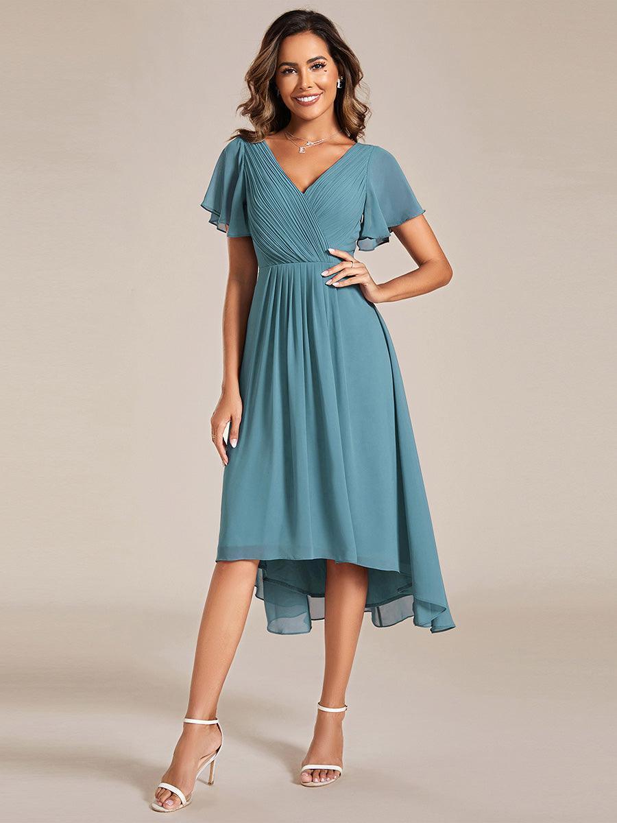 Robe femme d’invitée de mariage chic col V coupe fluide élégante