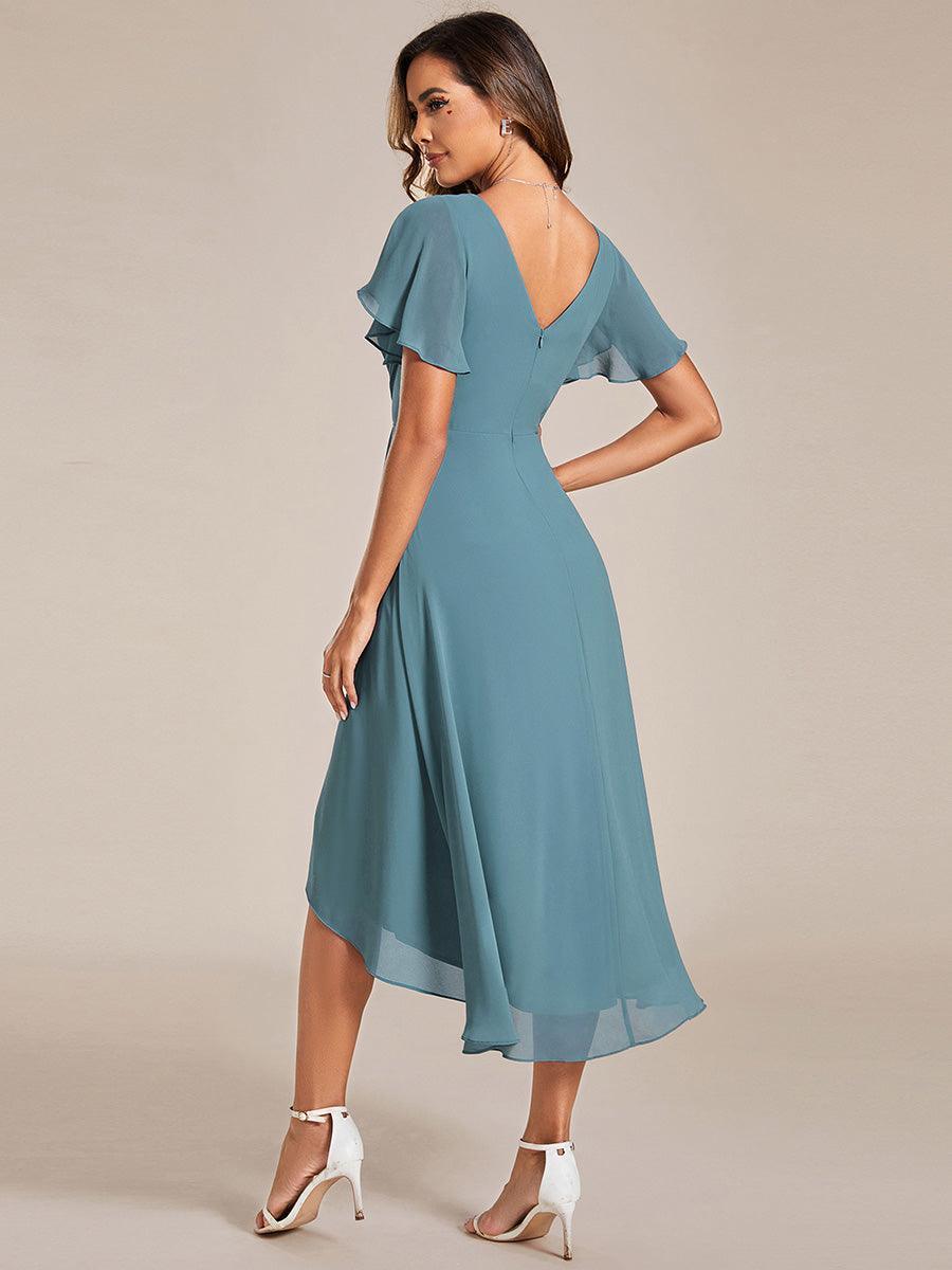 Robe femme d’invitée de mariage chic col V coupe fluide élégante