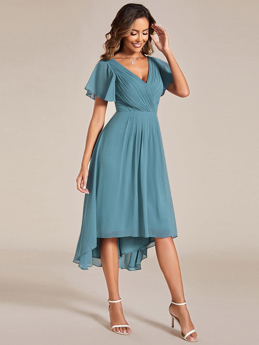 Robe femme d’invitée de mariage chic col V coupe fluide élégante