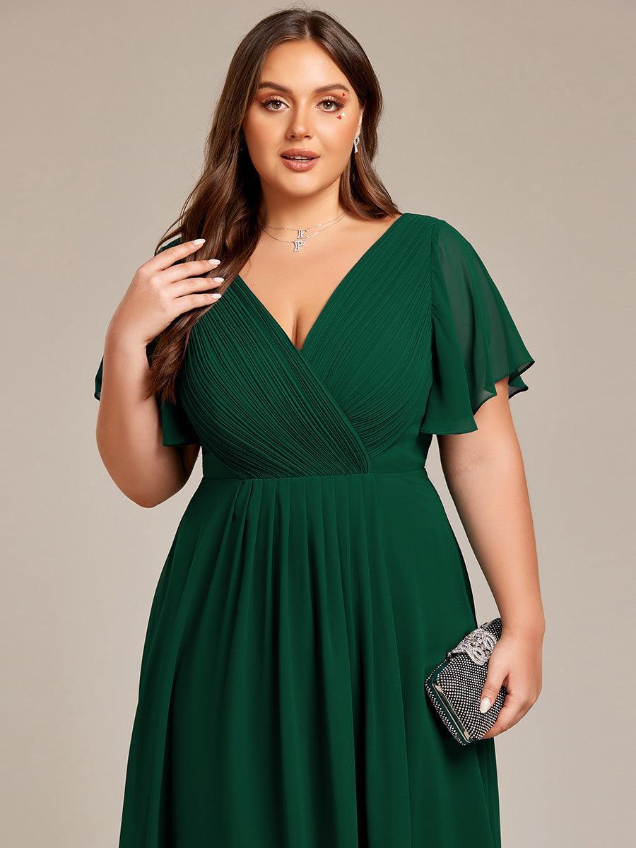 Robe femme d’invitée de mariage chic col V coupe fluide élégante
