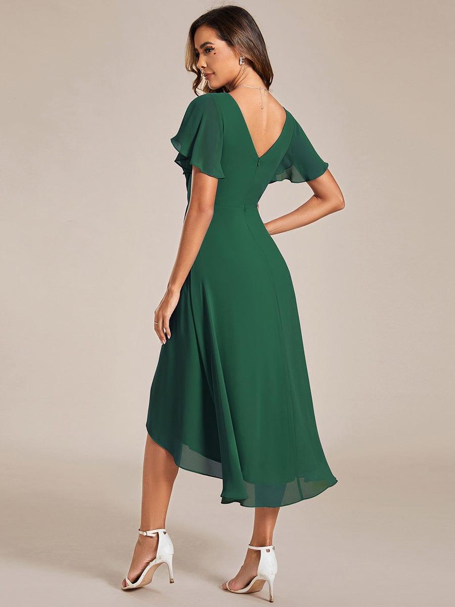 Robe femme d’invitée de mariage chic col V coupe fluide élégante