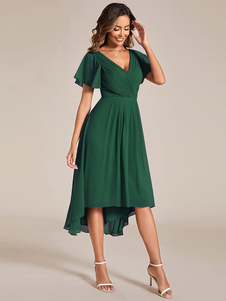 Robe femme d’invitée de mariage chic col V coupe fluide élégante