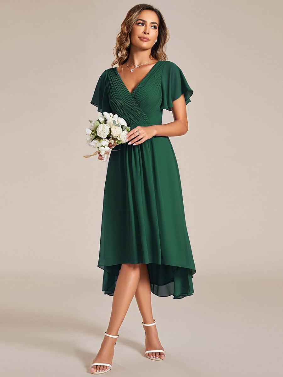 Robe femme d’invitée de mariage chic col V coupe fluide élégante
