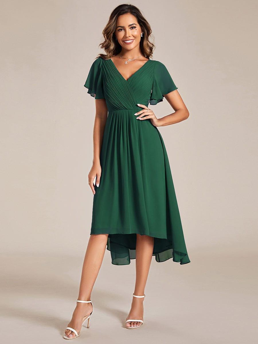 Robe femme d’invitée de mariage chic col V coupe fluide élégante