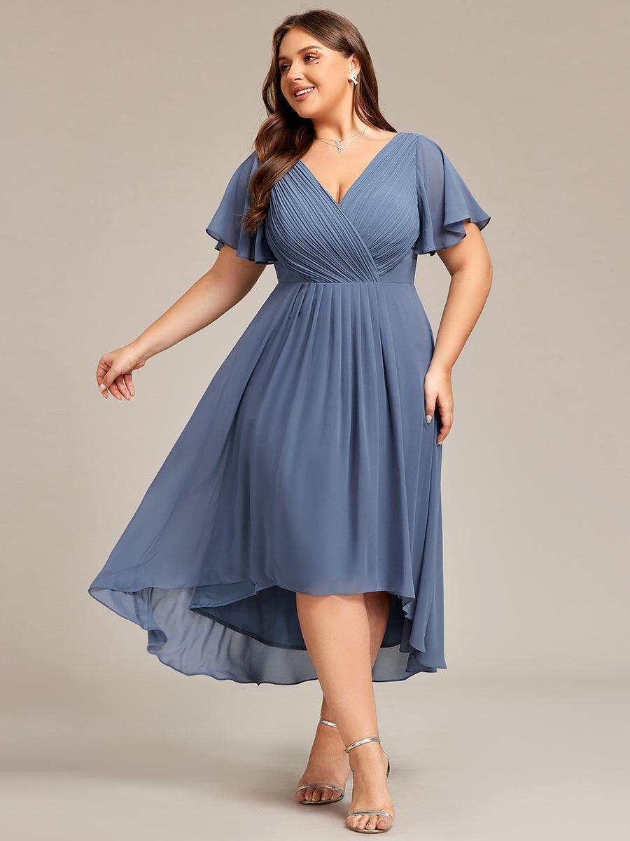 Robe femme d’invitée de mariage chic col V coupe fluide élégante