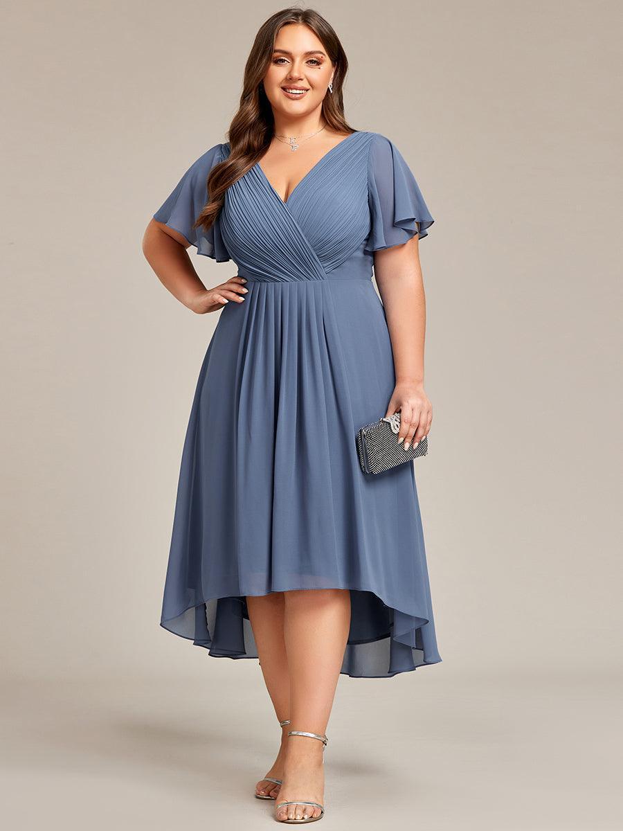 Robe femme d’invitée de mariage chic col V coupe fluide élégante