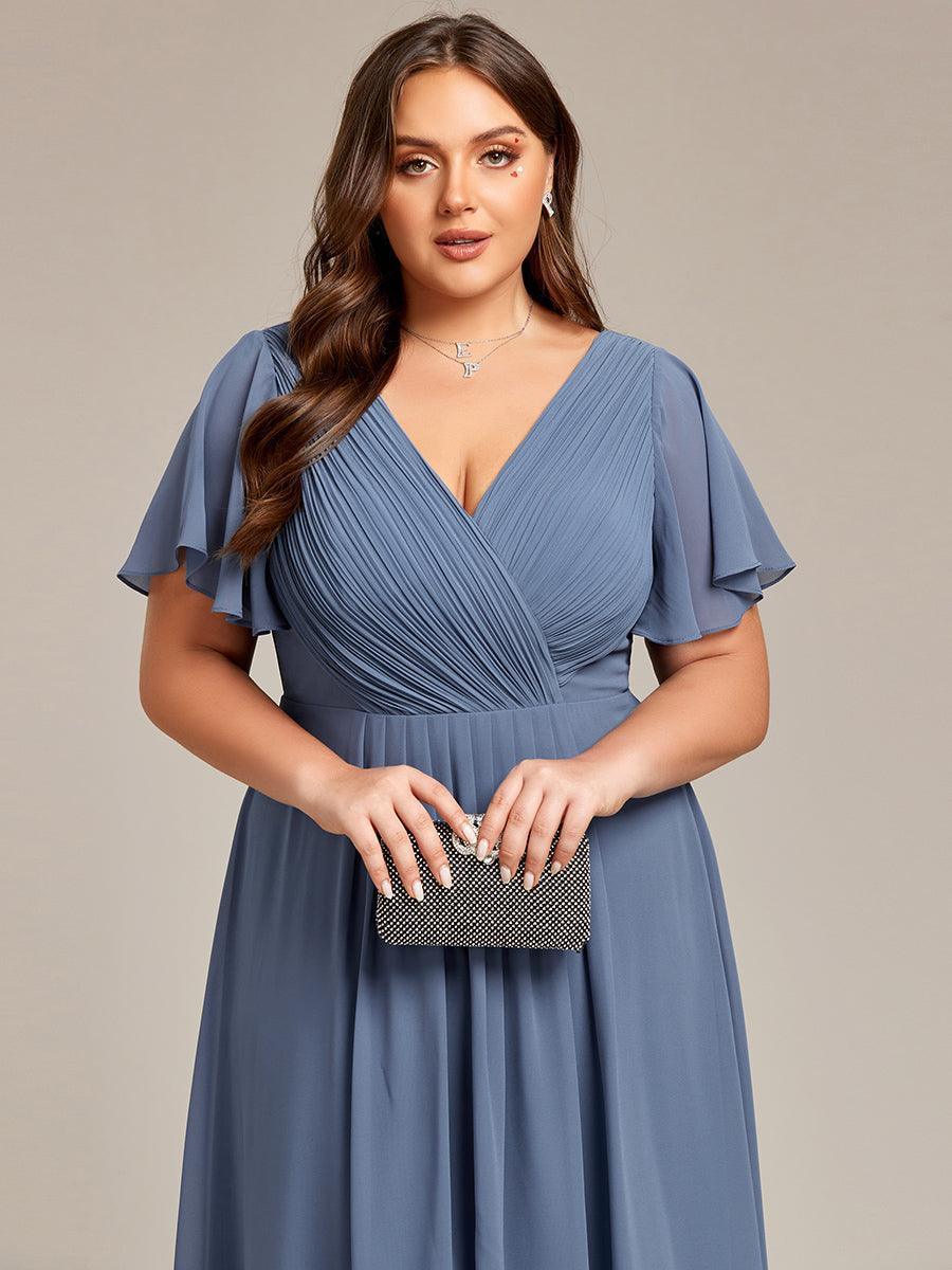 Robe femme d’invitée de mariage chic col V coupe fluide élégante