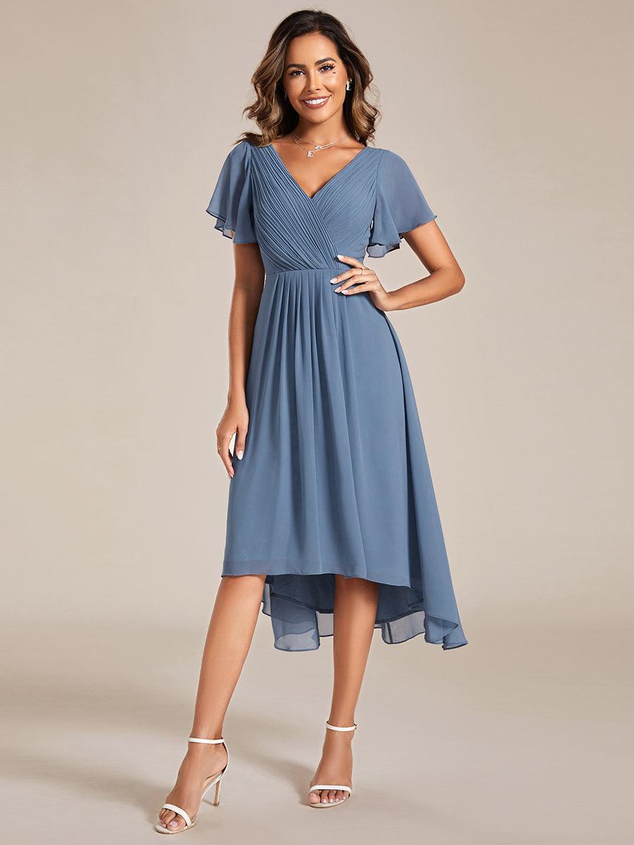 Robe femme d’invitée de mariage chic col V coupe fluide élégante
