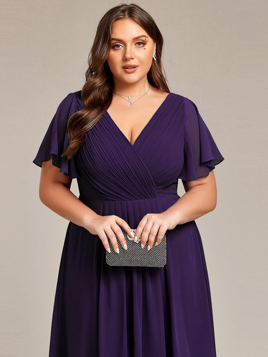 Robe femme d’invitée de mariage chic col V coupe fluide élégante