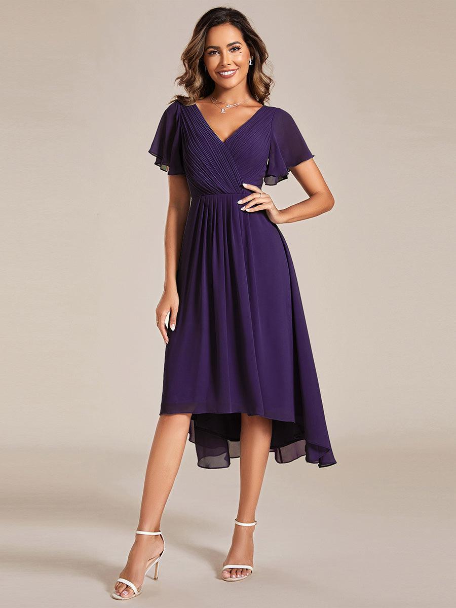 Robe femme d’invitée de mariage chic col V coupe fluide élégante