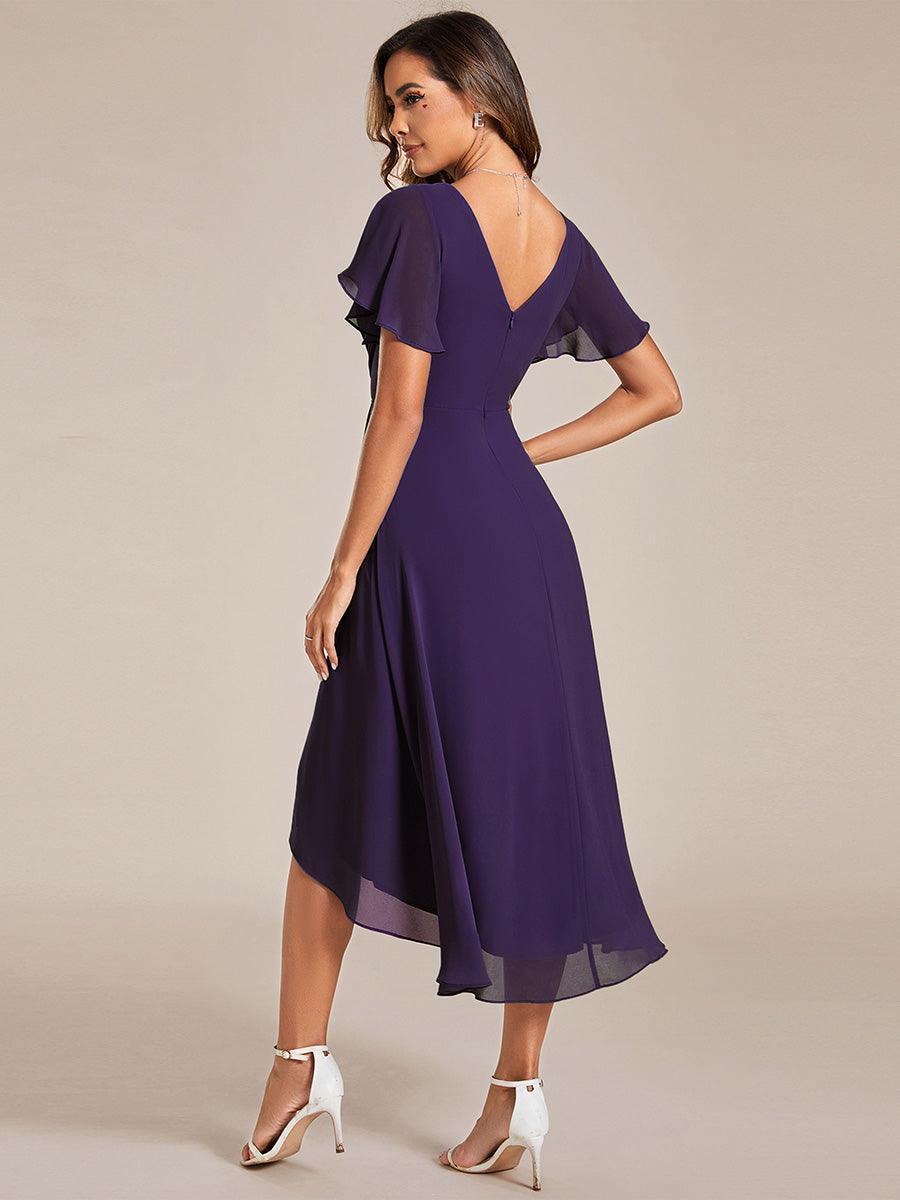 Robe femme d’invitée de mariage chic col V coupe fluide élégante