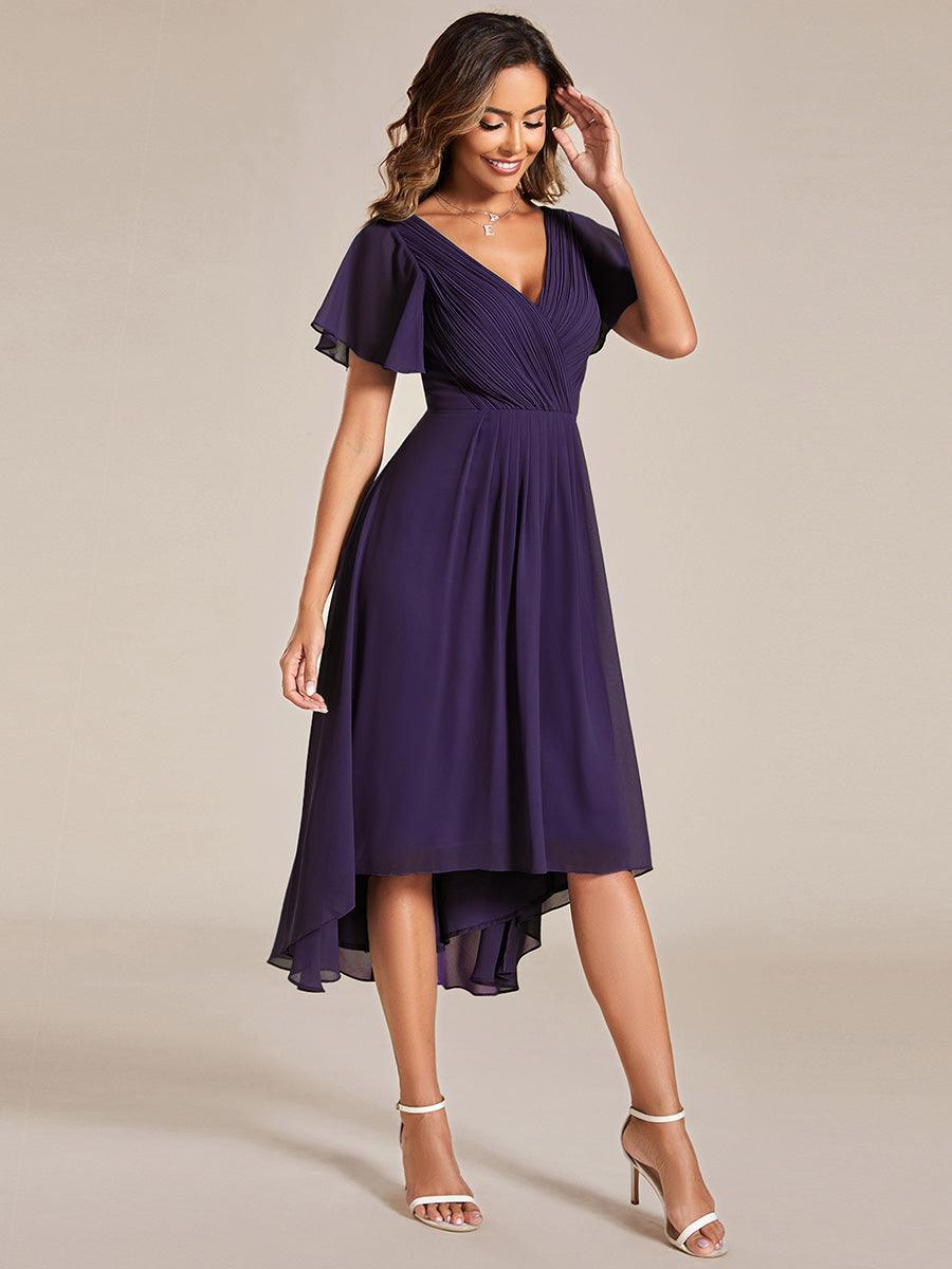Robe femme d’invitée de mariage chic col V coupe fluide élégante