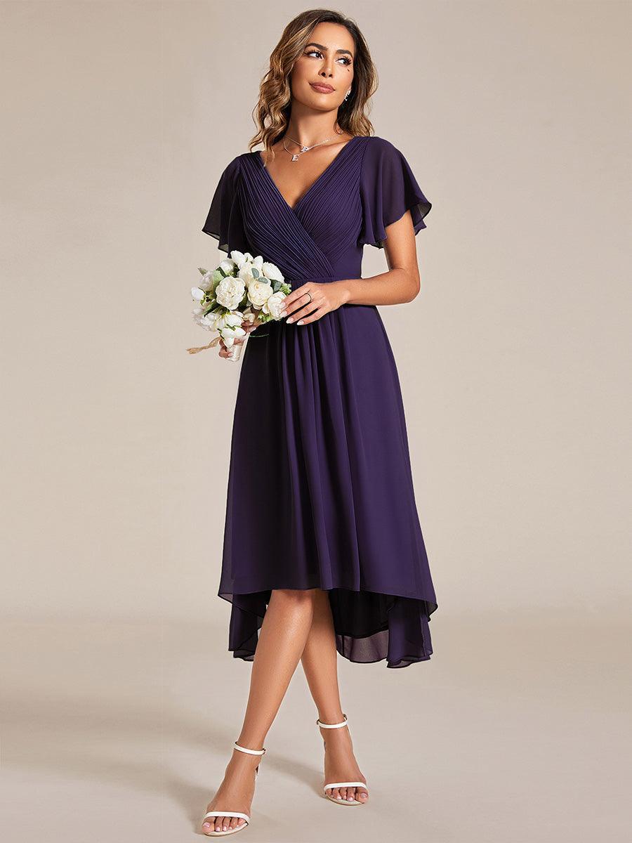 Robe femme d’invitée de mariage chic col V coupe fluide élégante