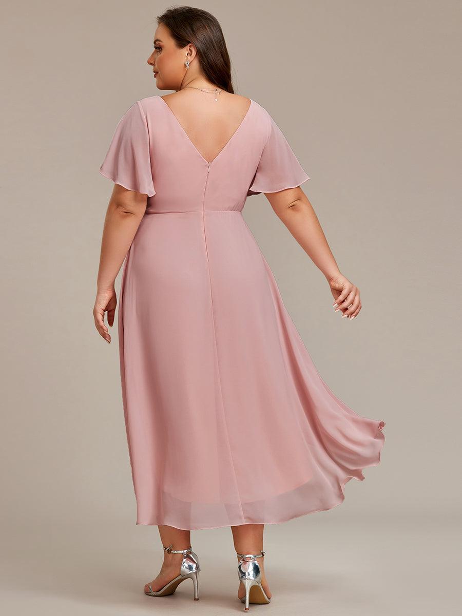 Robe femme d’invitée de mariage chic col V coupe fluide élégante