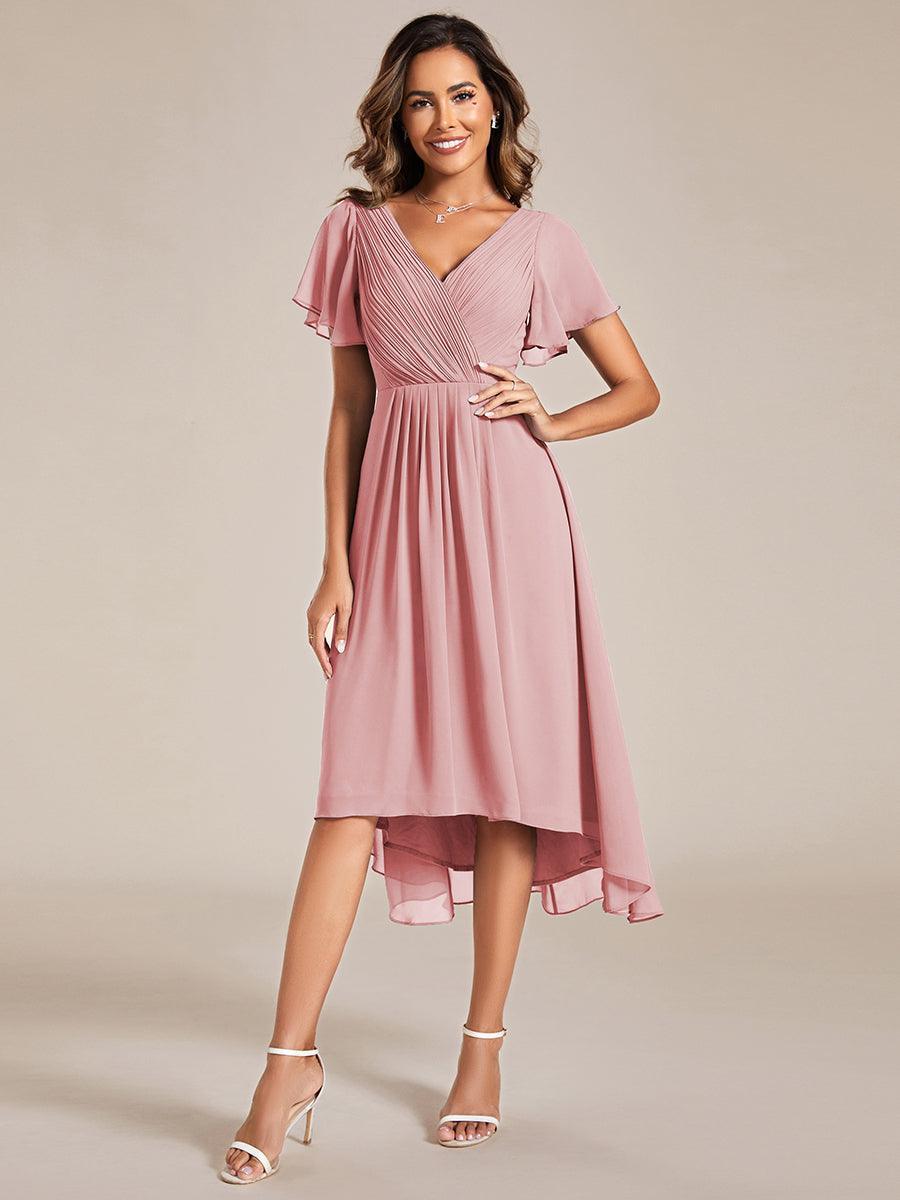 Robe femme d’invitée de mariage chic col V coupe fluide élégante