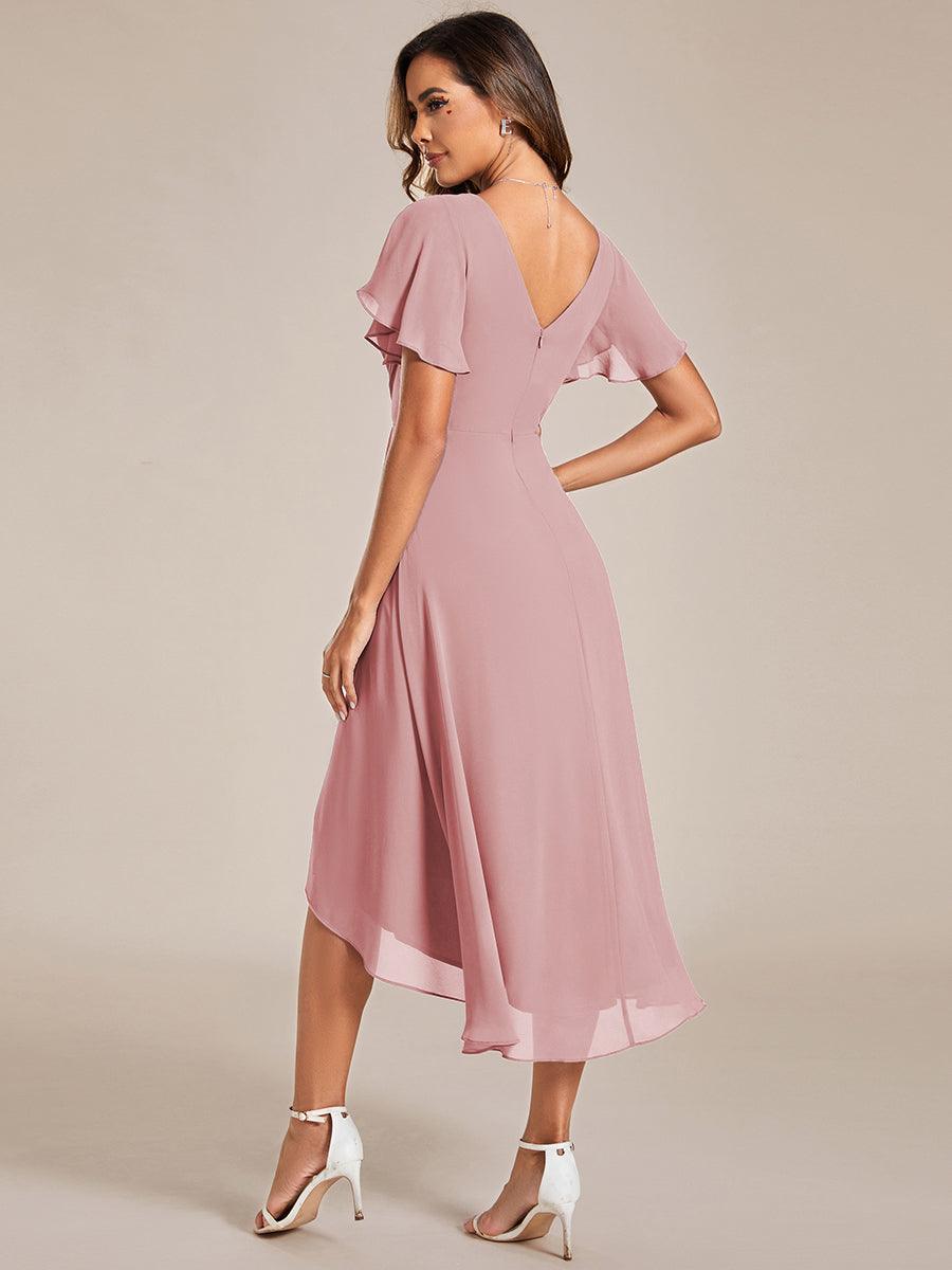 Robe femme d’invitée de mariage chic col V coupe fluide élégante