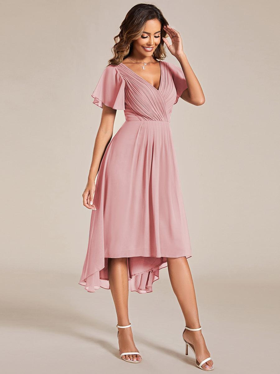 Robe femme d’invitée de mariage chic col V coupe fluide élégante