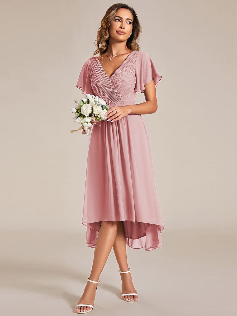 Robe femme d’invitée de mariage chic col V coupe fluide élégante