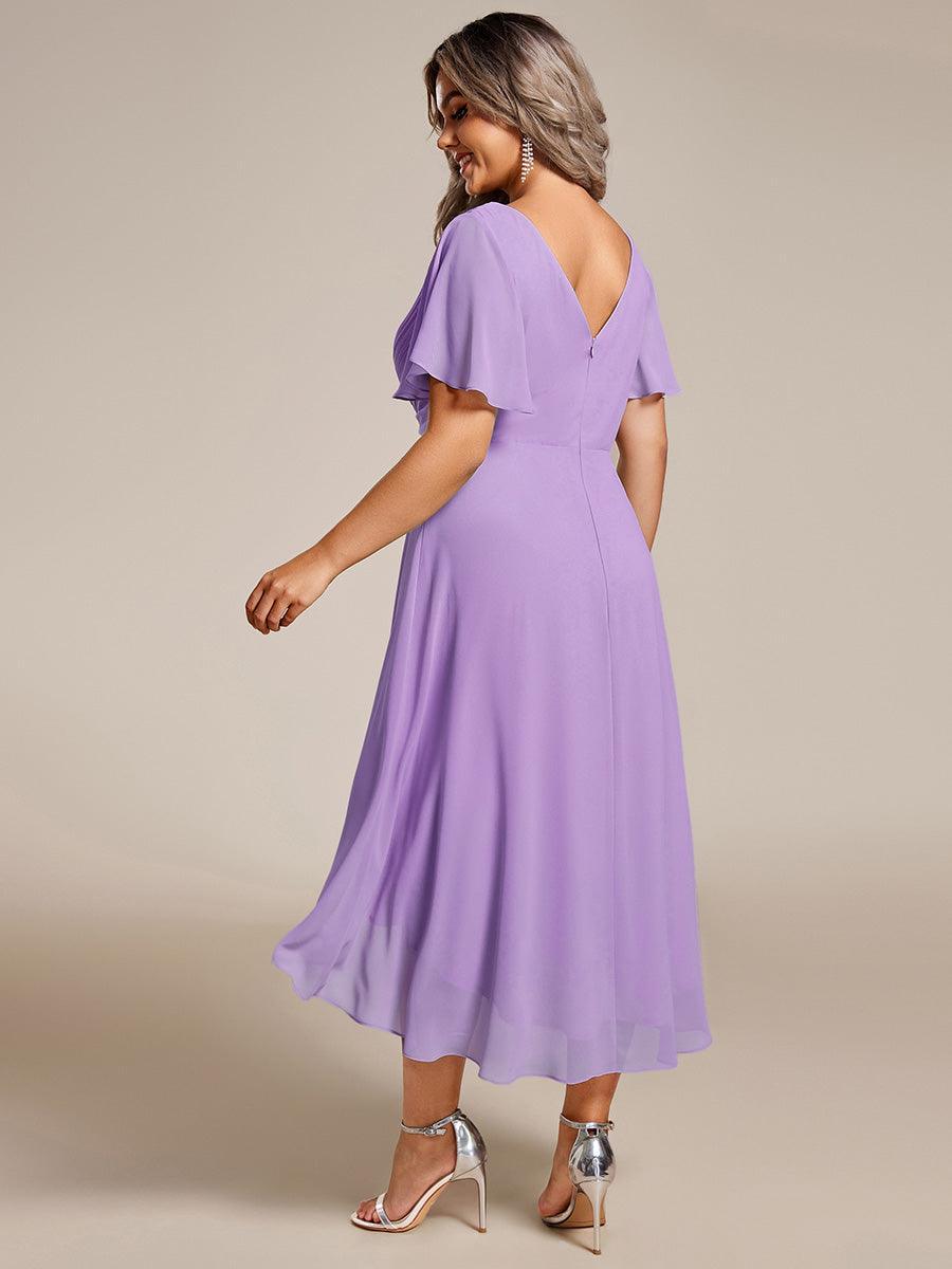Robe femme d’invitée de mariage chic col V coupe fluide élégante
