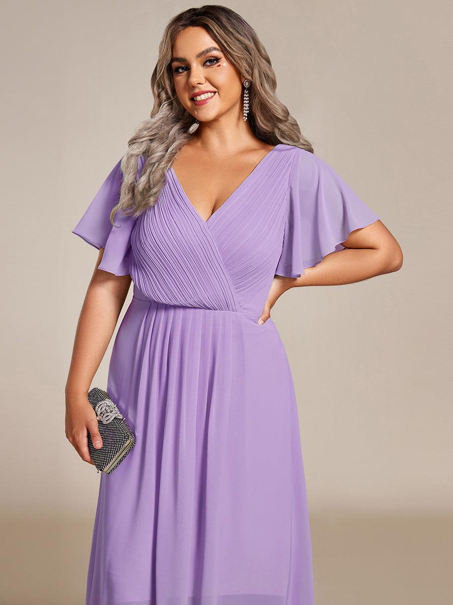 Robe femme d’invitée de mariage chic col V coupe fluide élégante