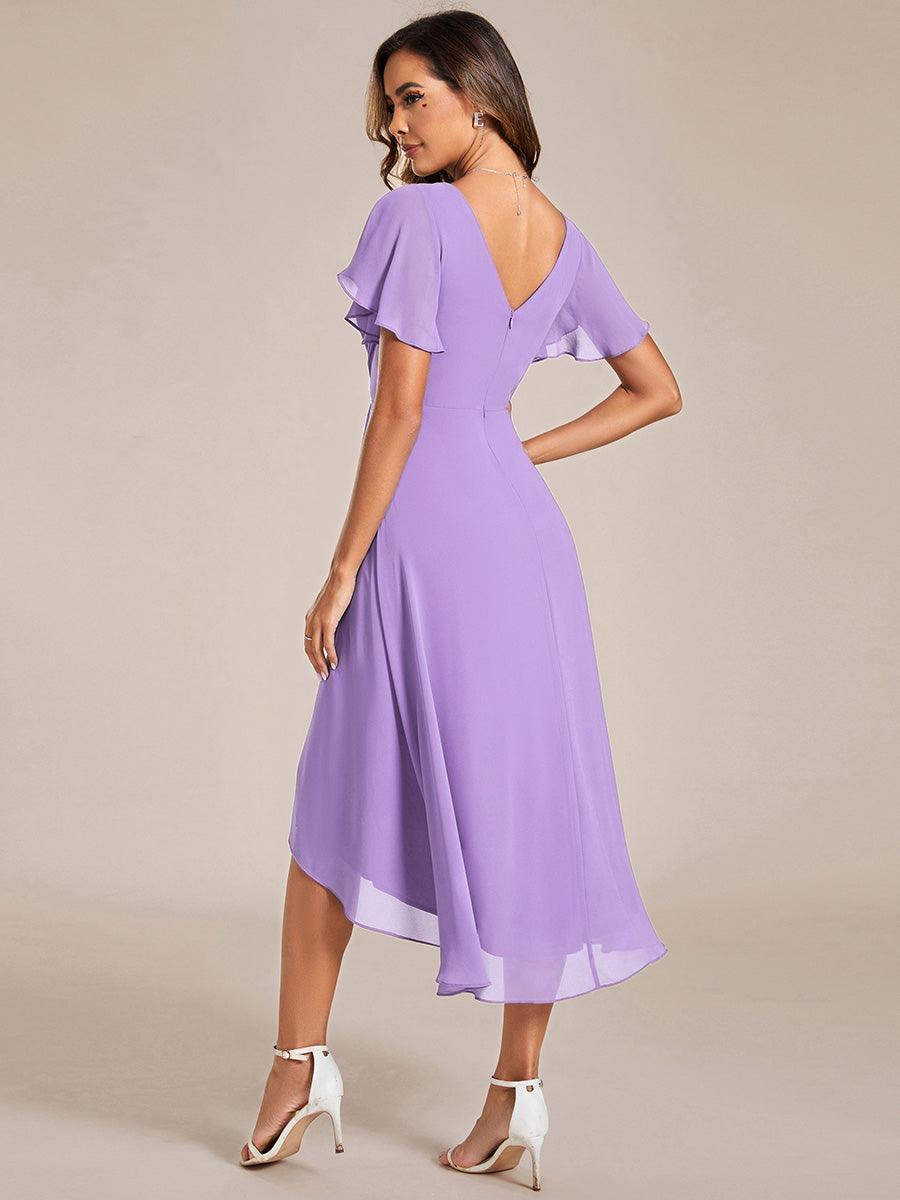 Robe femme d’invitée de mariage chic col V coupe fluide élégante