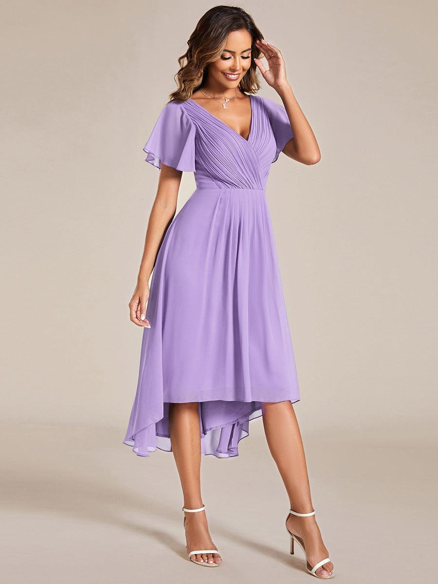 Robe femme d’invitée de mariage chic col V coupe fluide élégante