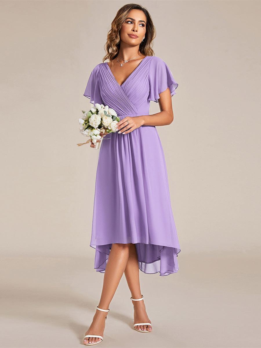 Robe femme d’invitée de mariage chic col V coupe fluide élégante