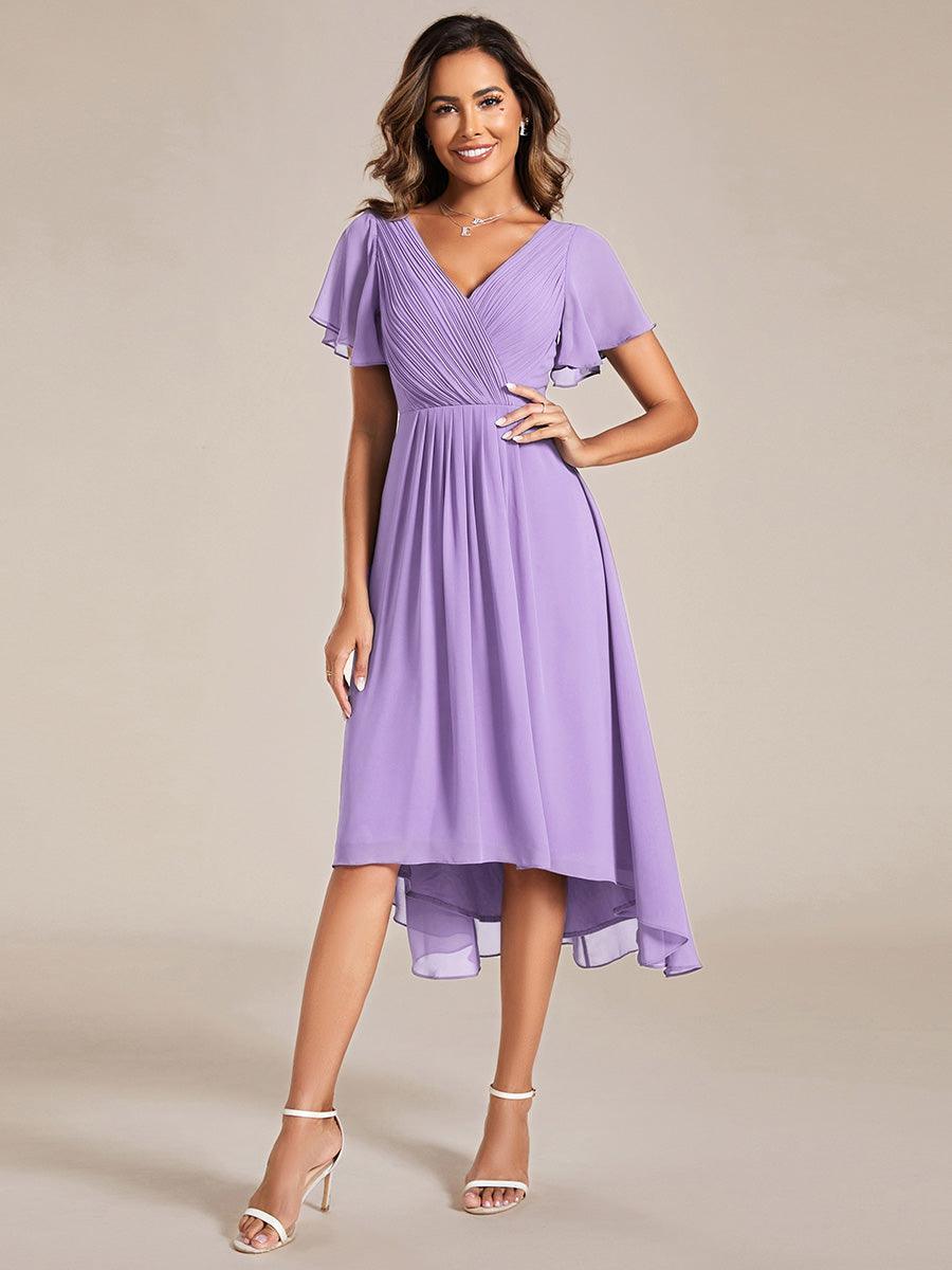 Robe femme d’invitée de mariage chic col V coupe fluide élégante