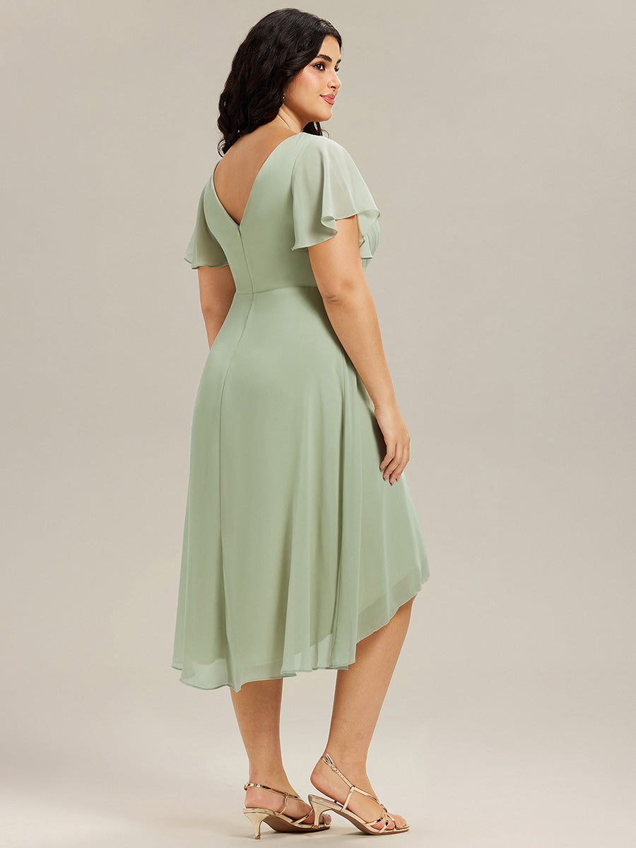 Robe femme d’invitée de mariage chic col V coupe fluide élégante