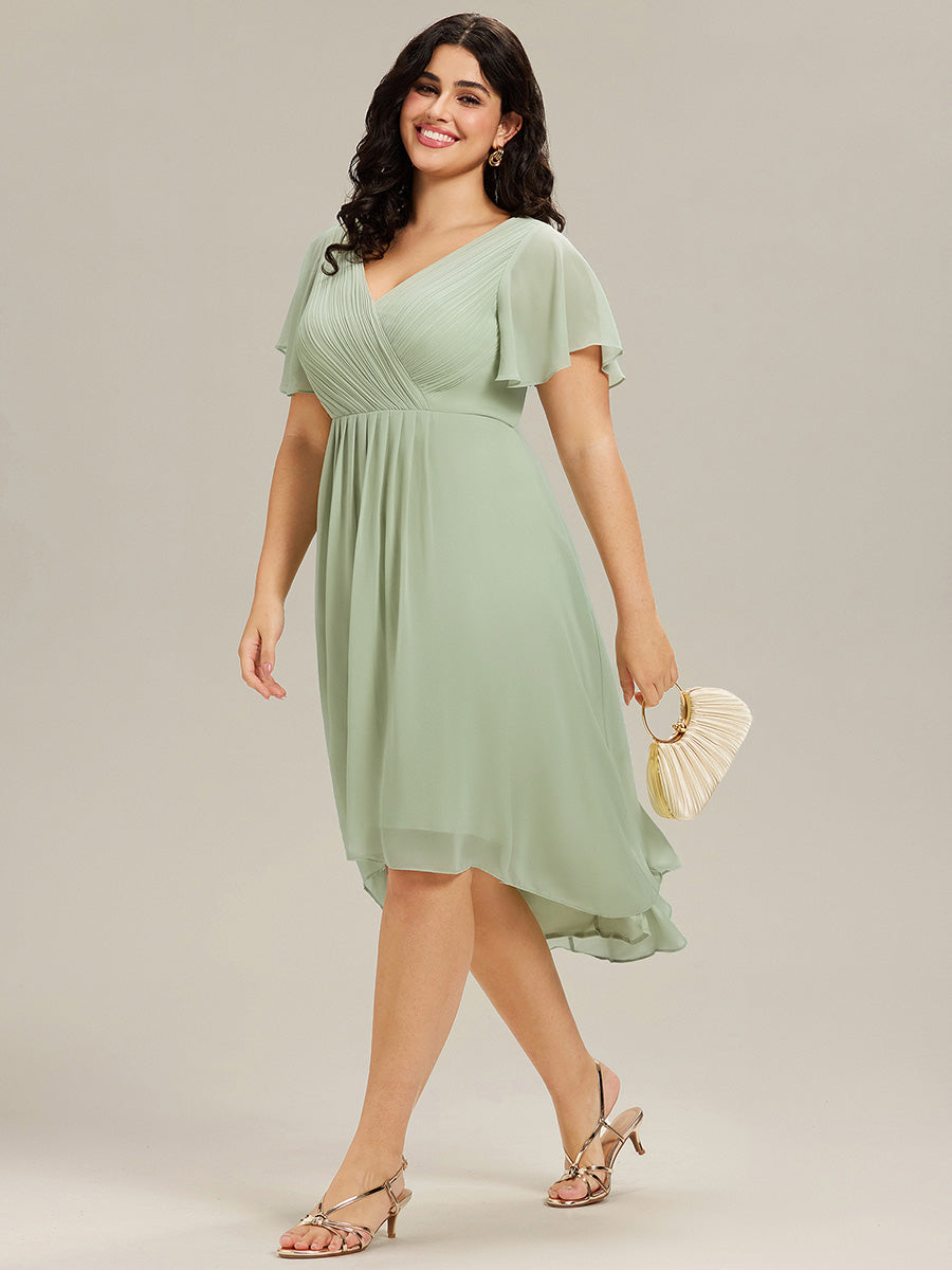 Robe femme d’invitée de mariage chic col V coupe fluide élégante