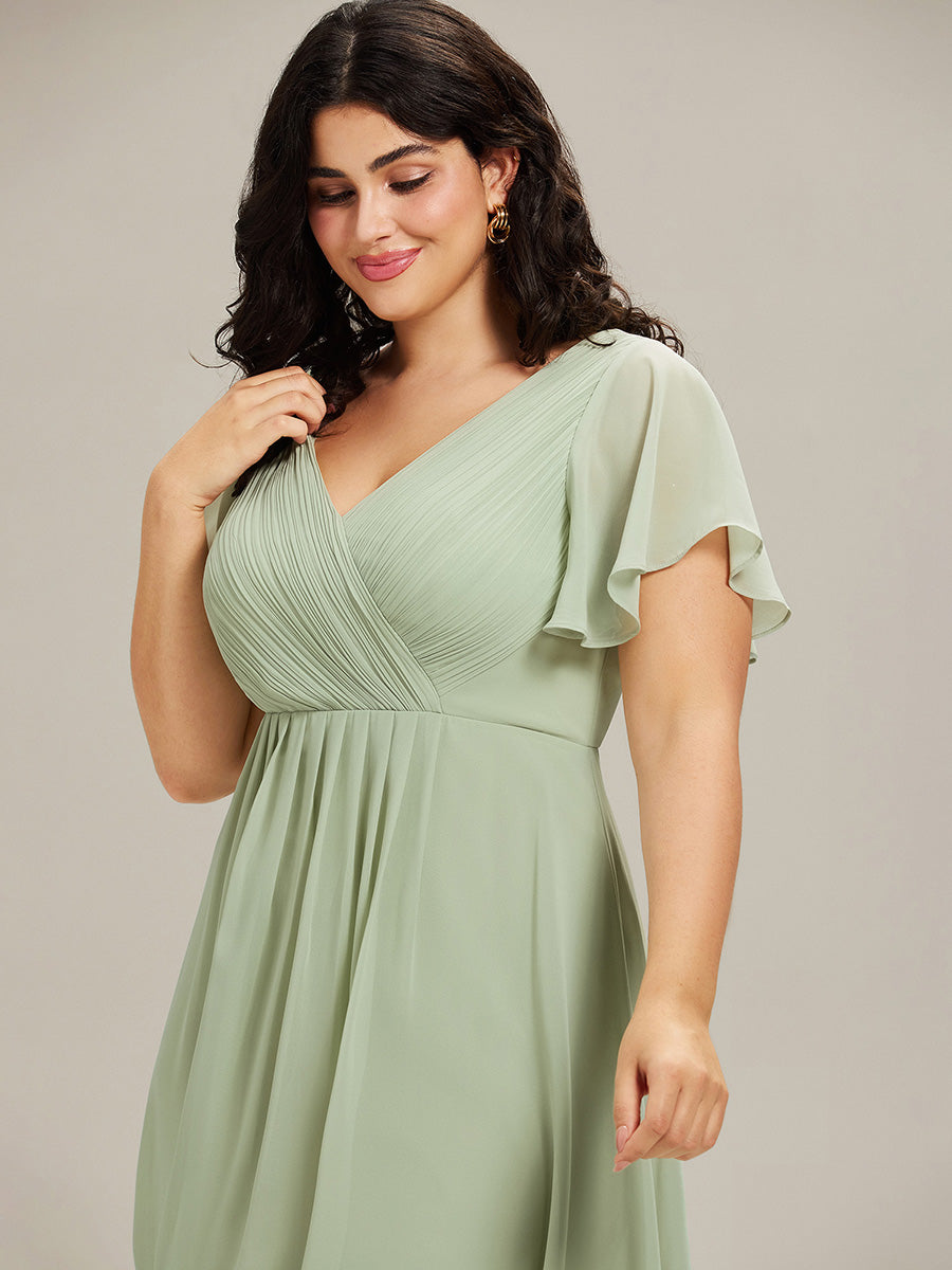 Robe femme d’invitée de mariage chic col V coupe fluide élégante