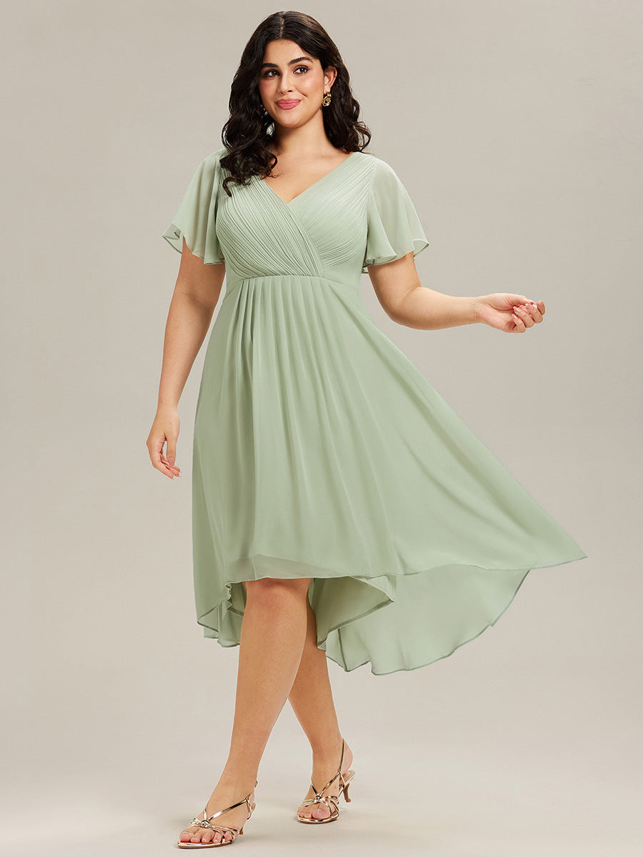 Robe femme d’invitée de mariage chic col V coupe fluide élégante