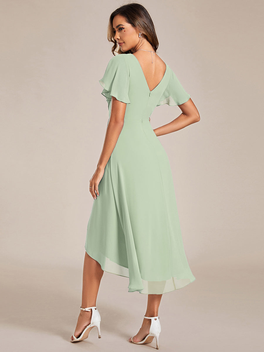 Robe femme d’invitée de mariage chic col V coupe fluide élégante