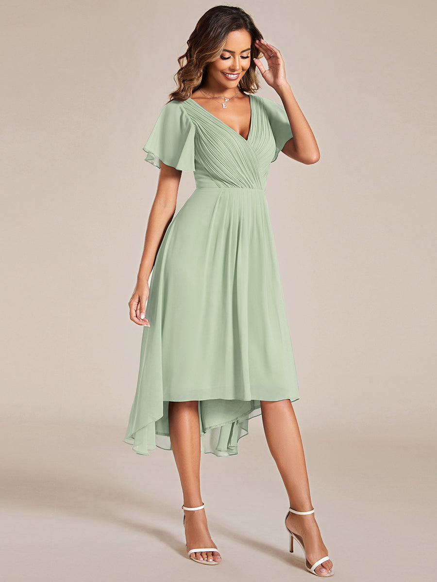 Robe femme d’invitée de mariage chic col V coupe fluide élégante