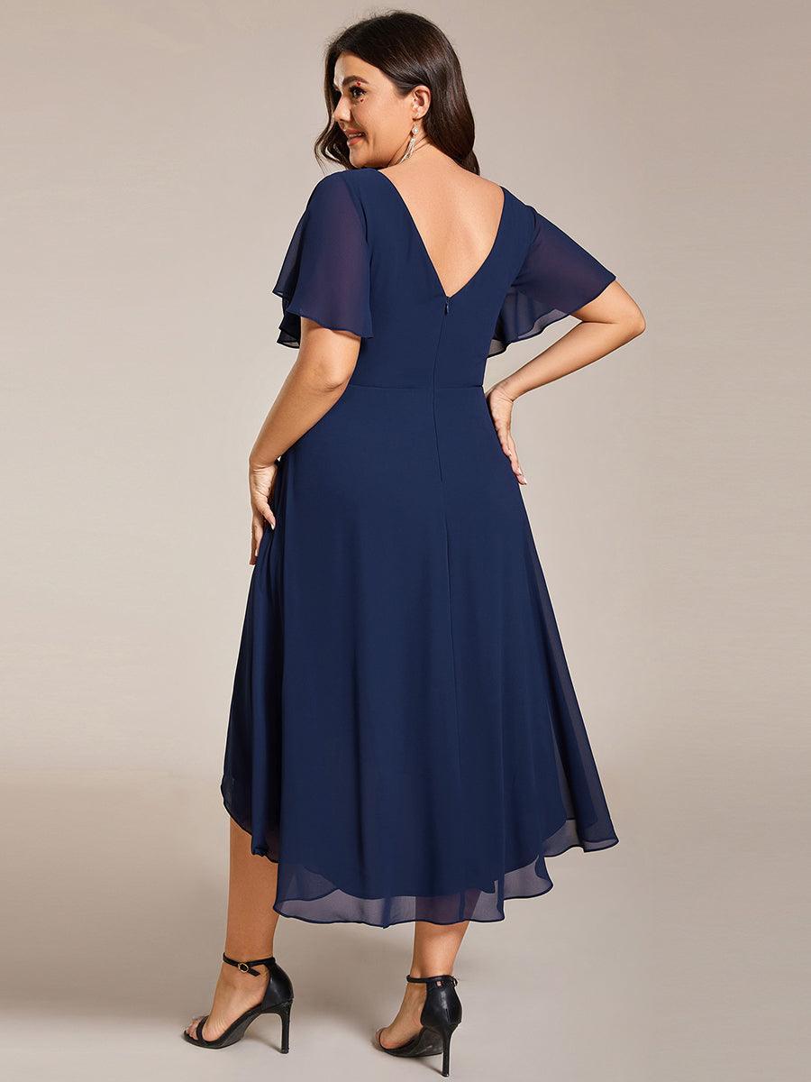 Robe femme d’invitée de mariage chic col V coupe fluide élégante