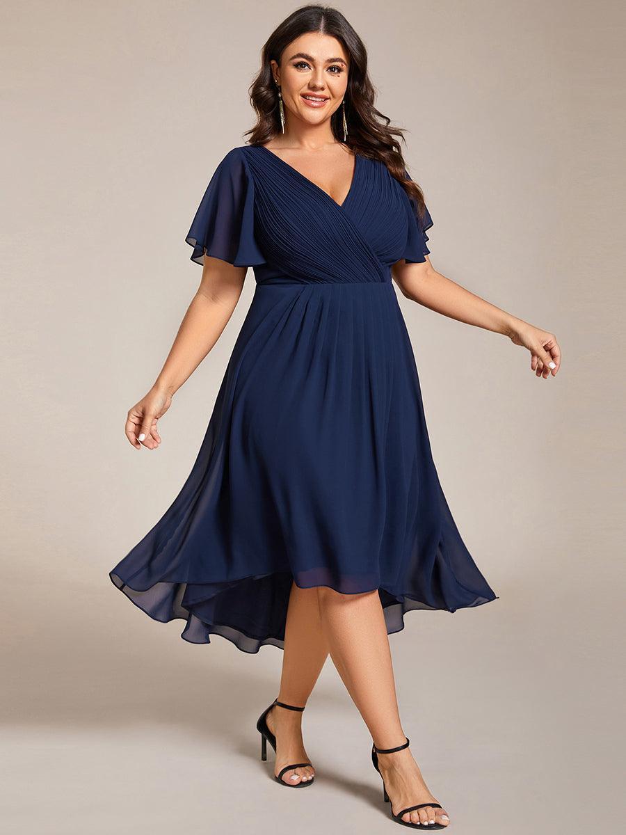 Robe femme d’invitée de mariage chic col V coupe fluide élégante