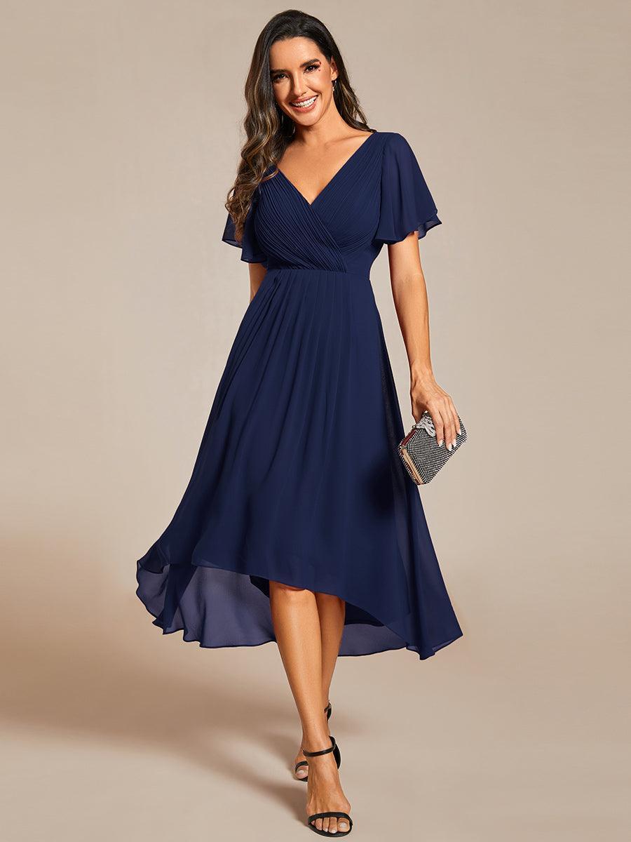 Robe femme d’invitée de mariage chic col V coupe fluide élégante