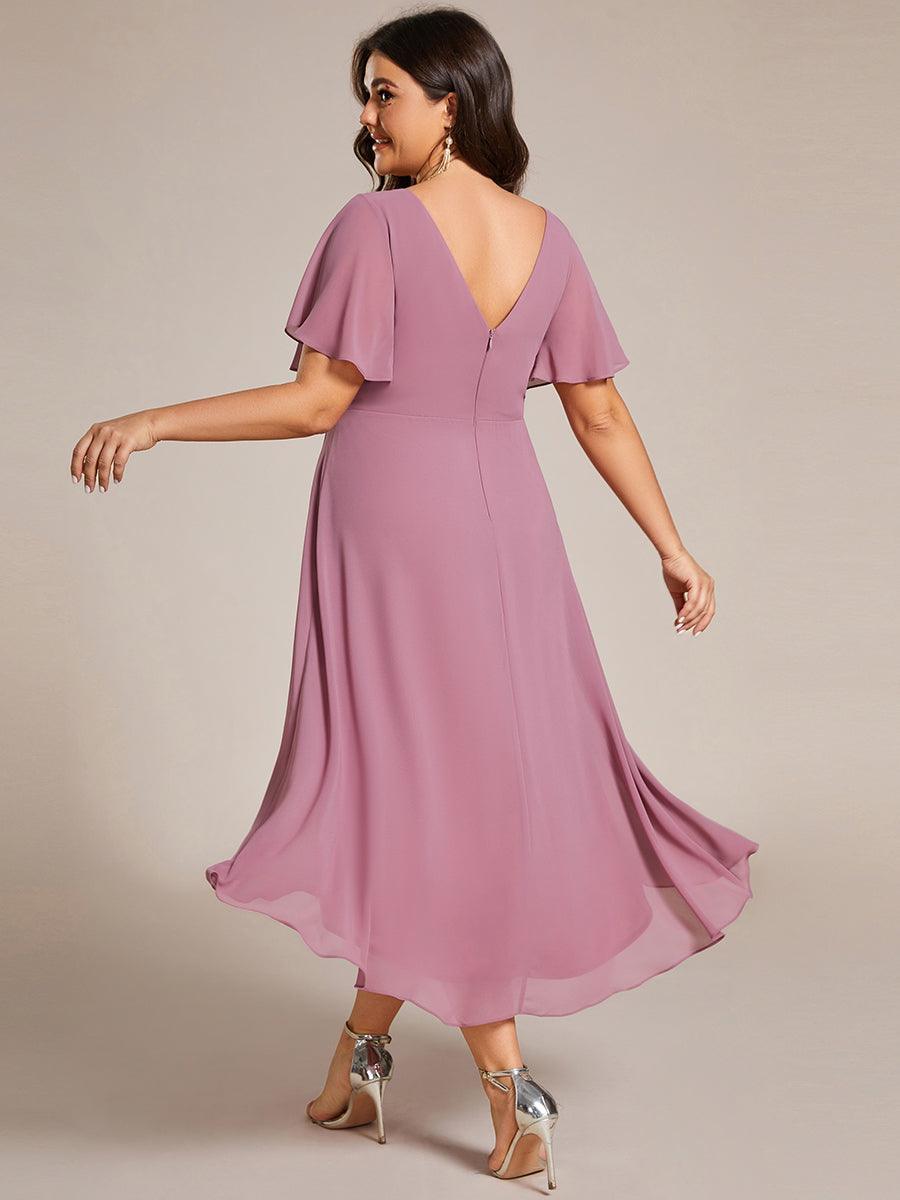 Robe femme d’invitée de mariage chic col V coupe fluide élégante
