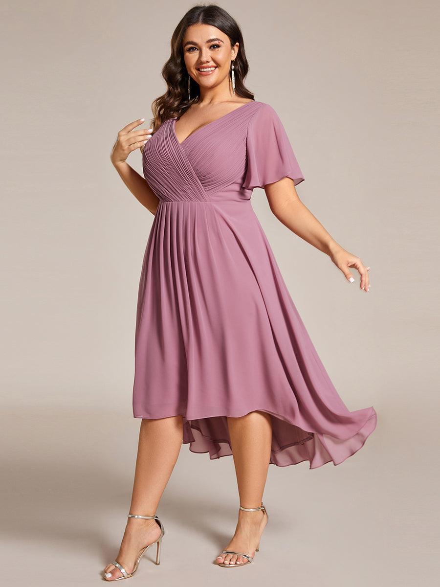 Robe femme d’invitée de mariage chic col V coupe fluide élégante