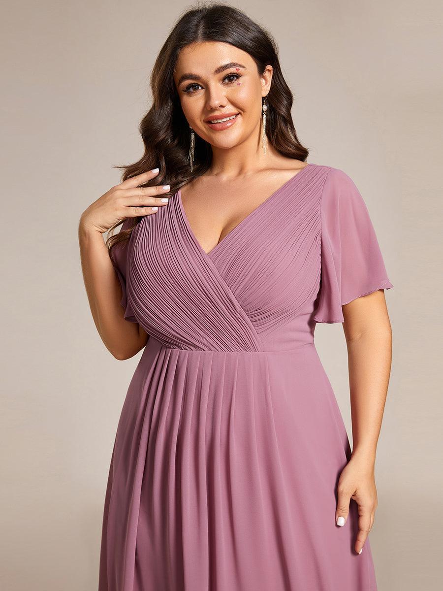 Robe femme d’invitée de mariage chic col V coupe fluide élégante