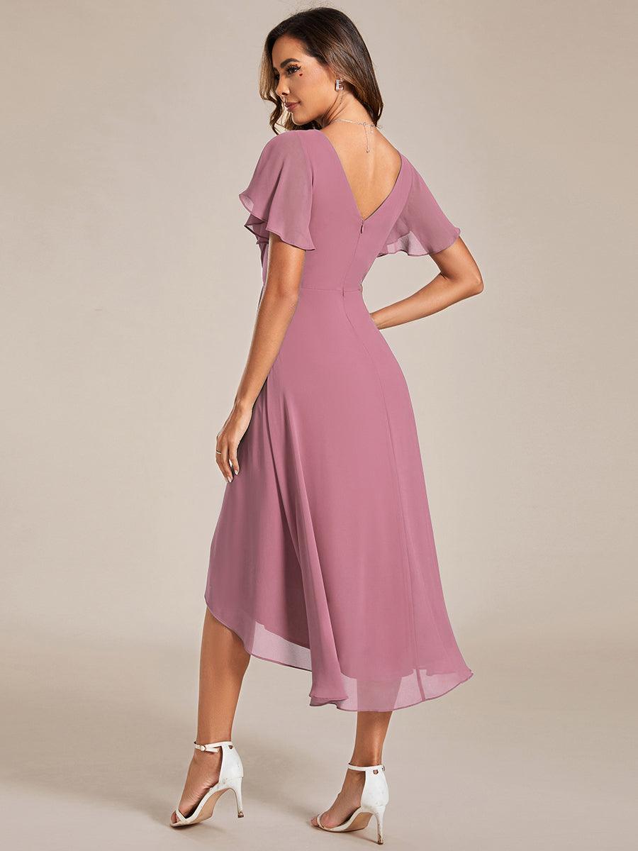 Robe femme d’invitée de mariage chic col V coupe fluide élégante