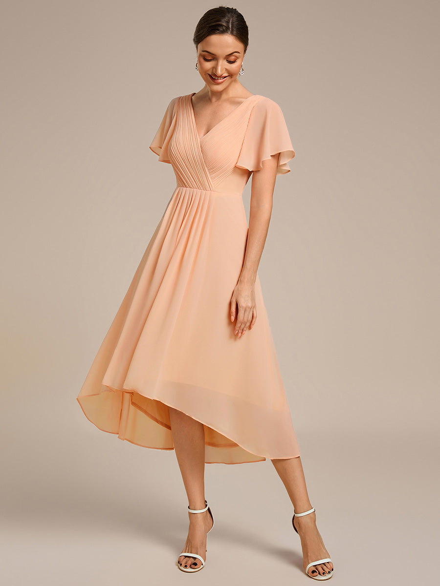 Robe femme d’invitée de mariage chic col V coupe fluide élégante