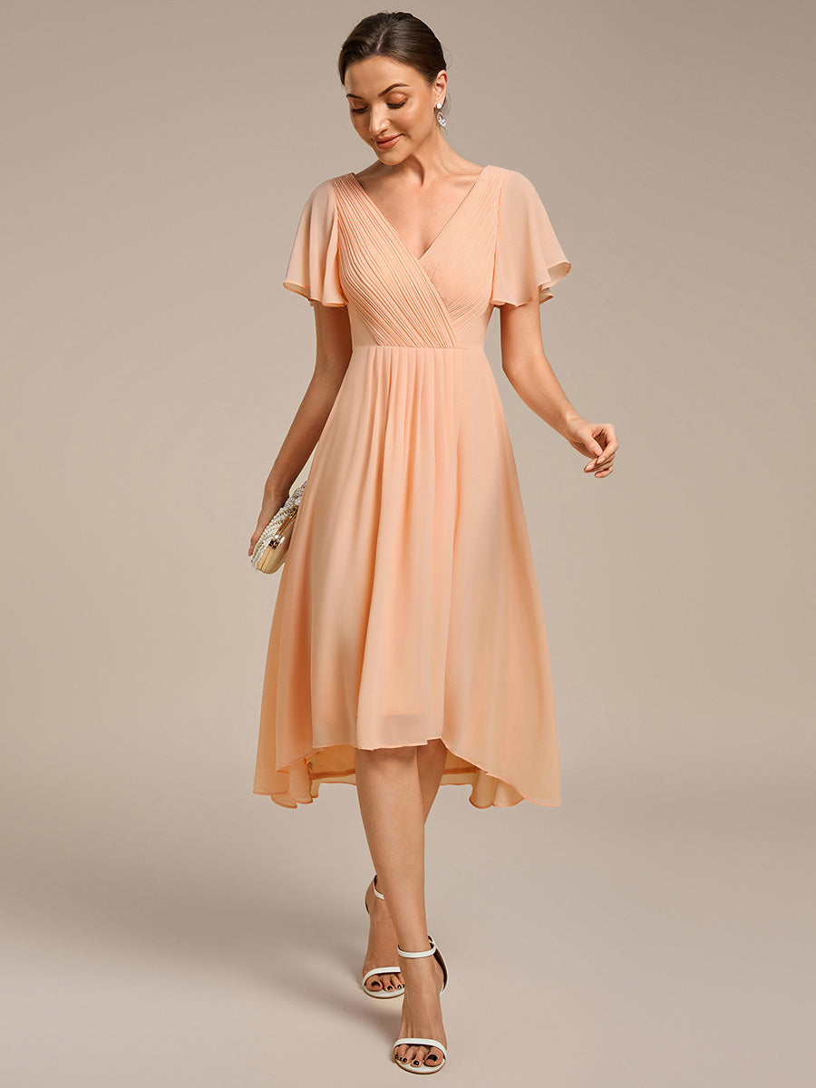 Robe femme d’invitée de mariage chic col V coupe fluide élégante