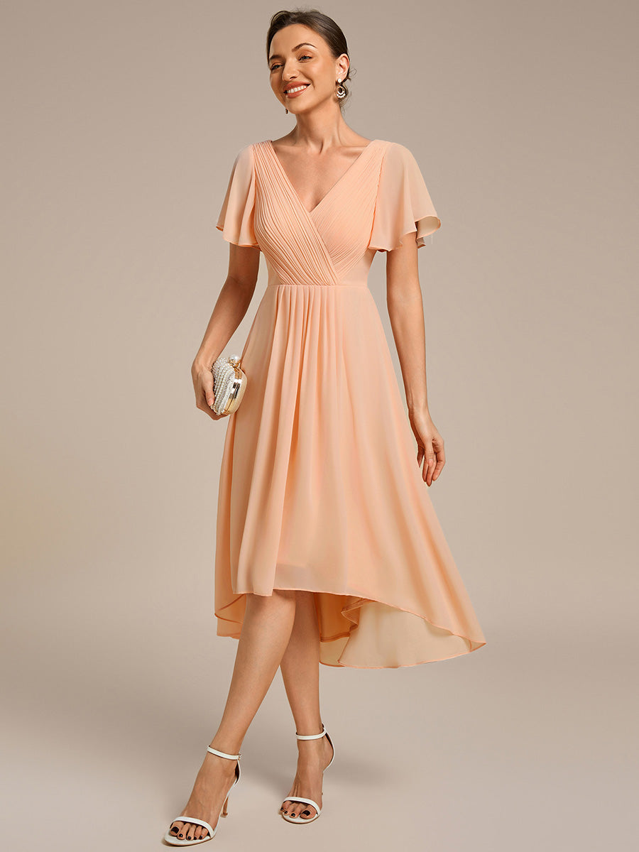 Robe femme d’invitée de mariage chic col V coupe fluide élégante