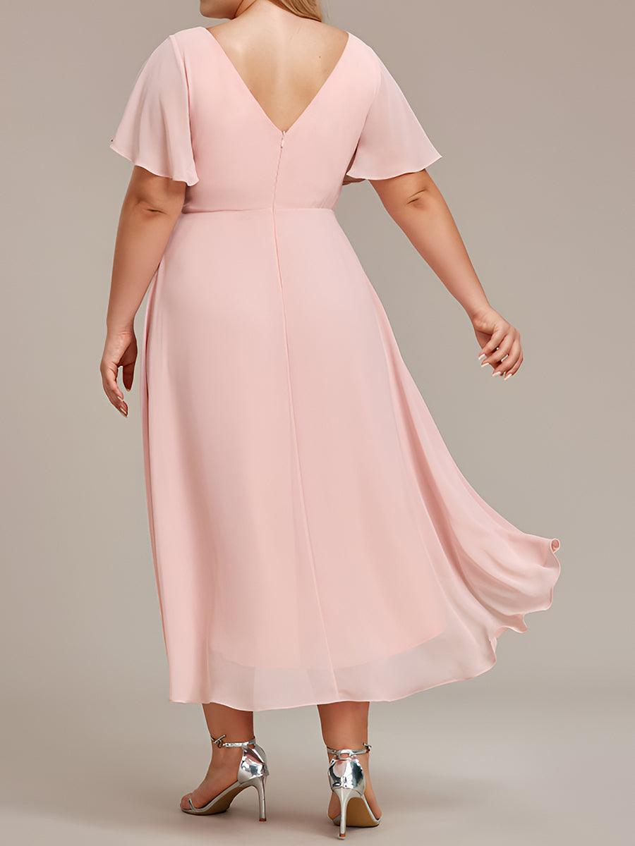 Robe femme d’invitée de mariage chic col V coupe fluide élégante