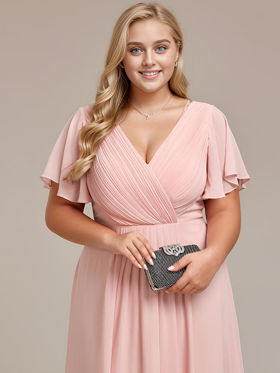 Robe femme d’invitée de mariage chic col V coupe fluide élégante