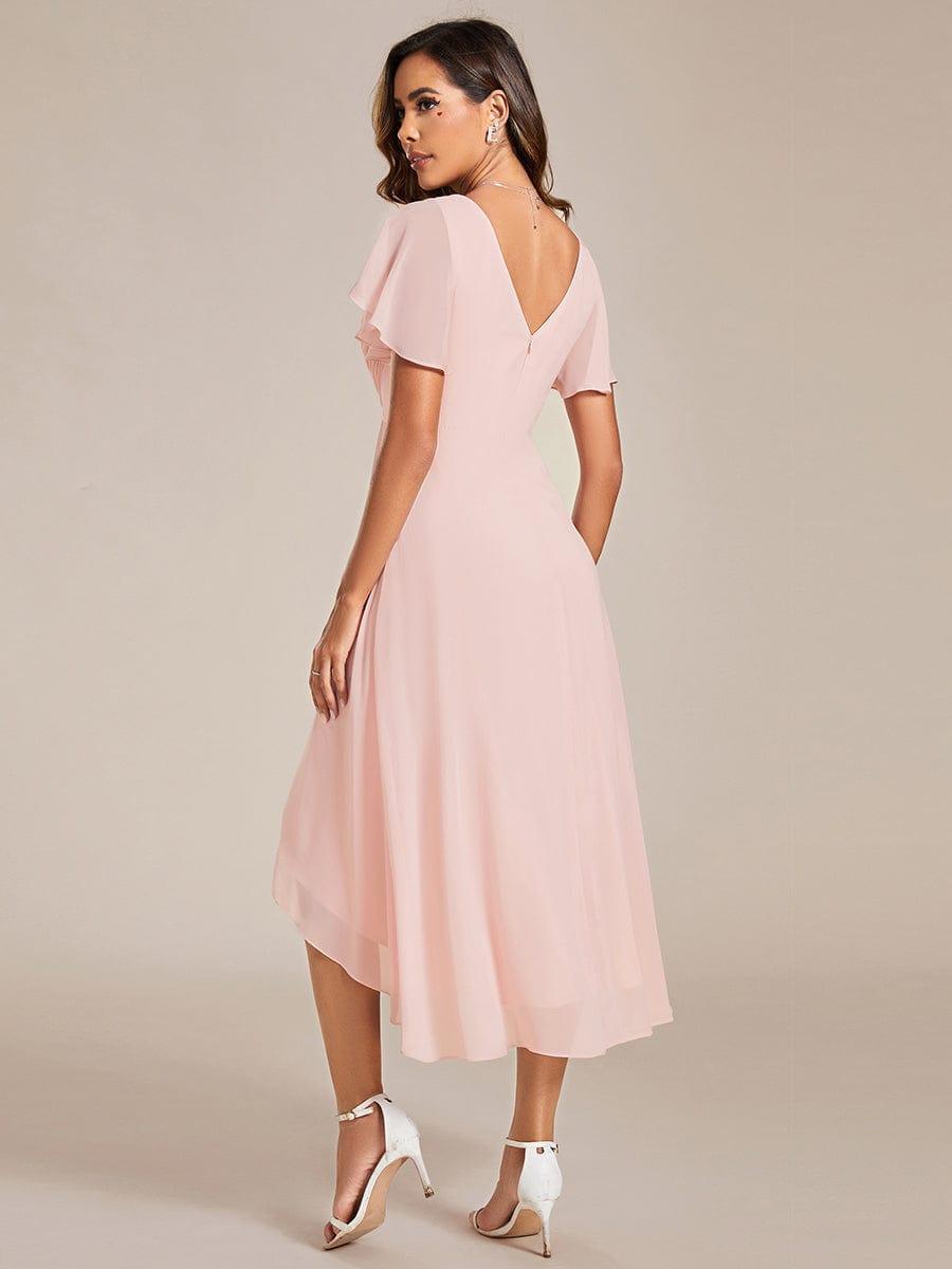 Robe femme d’invitée de mariage chic col V coupe fluide élégante