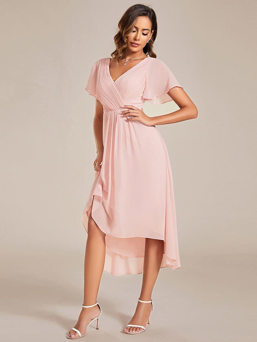 Robe femme d’invitée de mariage chic col V coupe fluide élégante